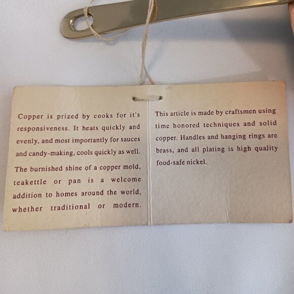 Two Small Copper Pans with Brass Handles, Approx. 4" across, Not Previously Used - Picture 6 of 11